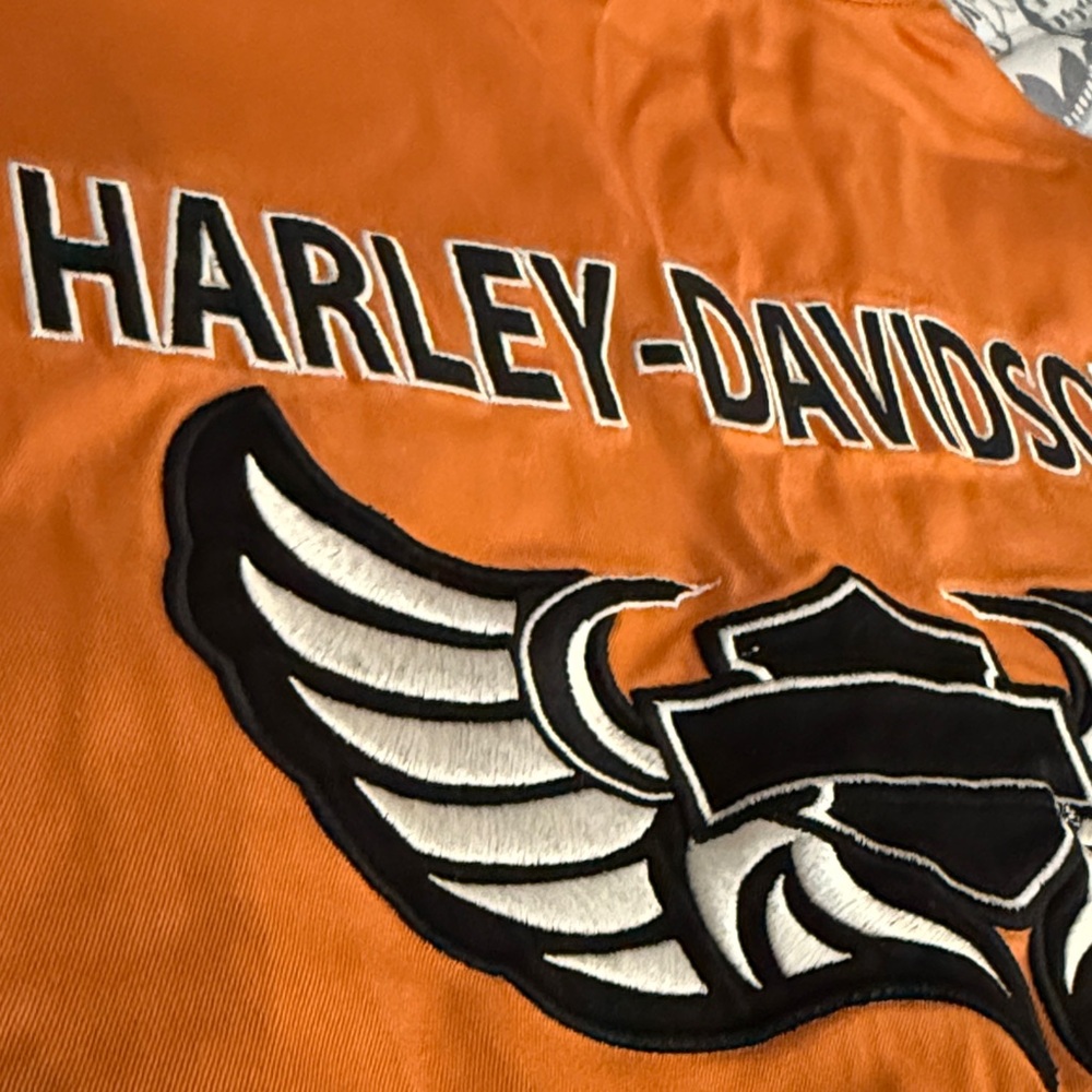 Harley-Davidson Orange and Black Women's Top - Picture 6 of 7
